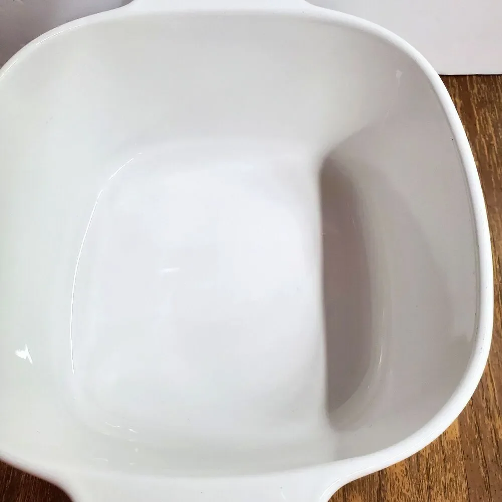 Corning Ware A-3-B White 3L Casserole Dish Vintage Pyroceram Square Bakeware USA